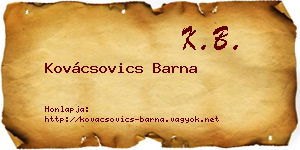 Kovácsovics Barna névjegykártya