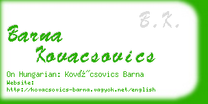 barna kovacsovics business card